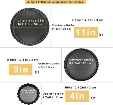 Форми для кексів/тартів Yamteck Tarteform 10см, 6 шт. Зі знімним дном, антипригарне покриття, з вуглецевої сталі. Для тартів, кексів, пирогів, десертів та сімейних обідів.