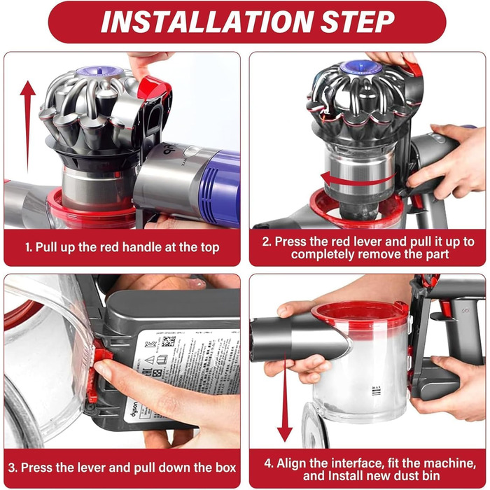 Контейнер для пилу сумісний з пилососами Dyson V7 (SV11) V8 (SV10), Замінна частина, Номер деталі 967699-01
