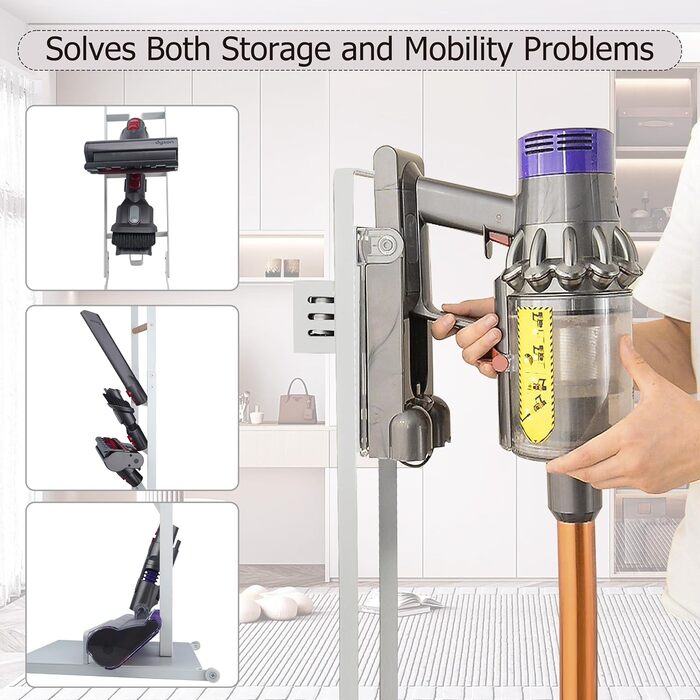 Тримач для пилососа Dyson V15, V12, V11, V10, V8, V7, V6 - білий. Підставка для акумуляторного пилососа та аксесуарів Brian & Dany