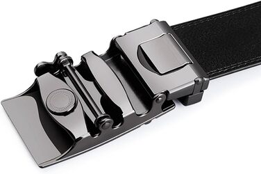 Чоловічий шкіряний ремінь на пряжці-защіпці (растубачка) 35 мм, чорний