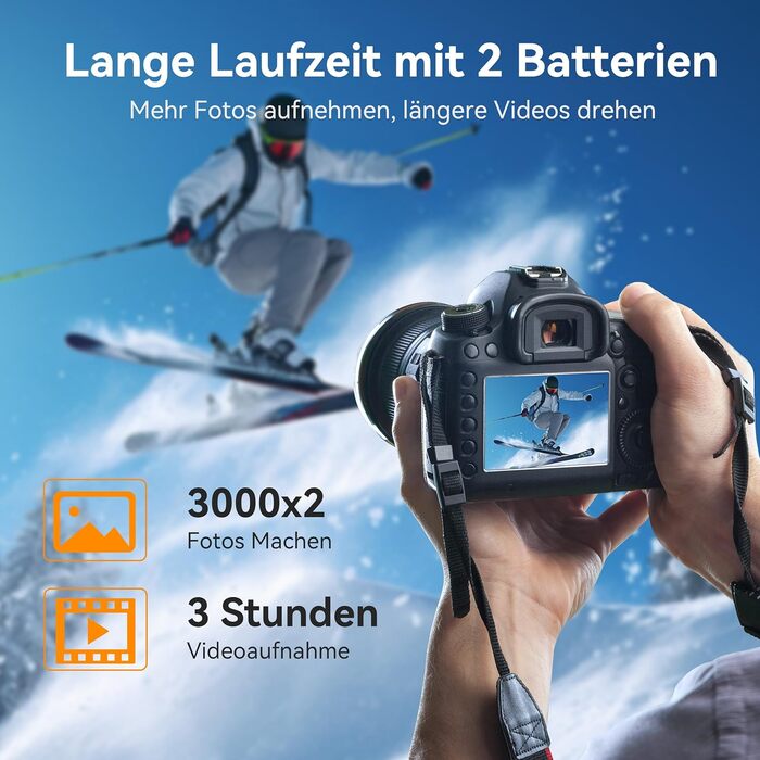Зарядний пристрій ENEGON LP-E6NH 20W Dual-Akku з LCD-дисплеєм (2x 3000mAh) для Canon EOS 5D, 6D, 7D, 60D, 70D, 80D, 90D, XC10, XC15, R, R5, R6, R7