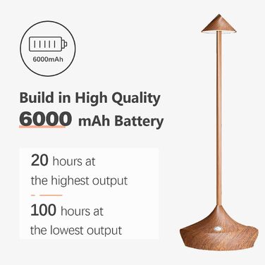 Світлодіодні акумуляторні настільні лампи Hapfish 2 шт, бездротові, диммуються, алюмінієві, водонепроникні, для дому, саду, ресторану (коричневі, дерев'яний колір)