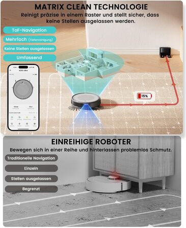 Робот-пилосос LEFANT M310 Ultra з функцією миття підлоги, сірий. Anti-Tangle, точне уникнення перешкод, керування через додаток та Alexa. Для тварин, килимів.