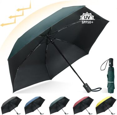 Зонт Herreicher компактний туристичний автоматичний, зелений - легкий, ультракомпактний, захист від УФ-випромінювання, UPF50+