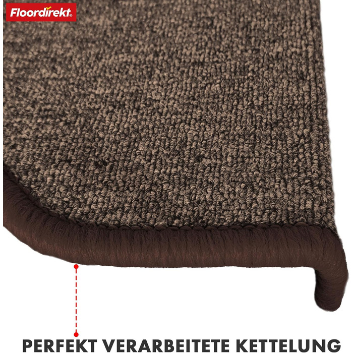 London Pro Stair Treads - 15 Piece Set - Non-Slip Carpet Stair Treads, 25x65 cm (Brown)