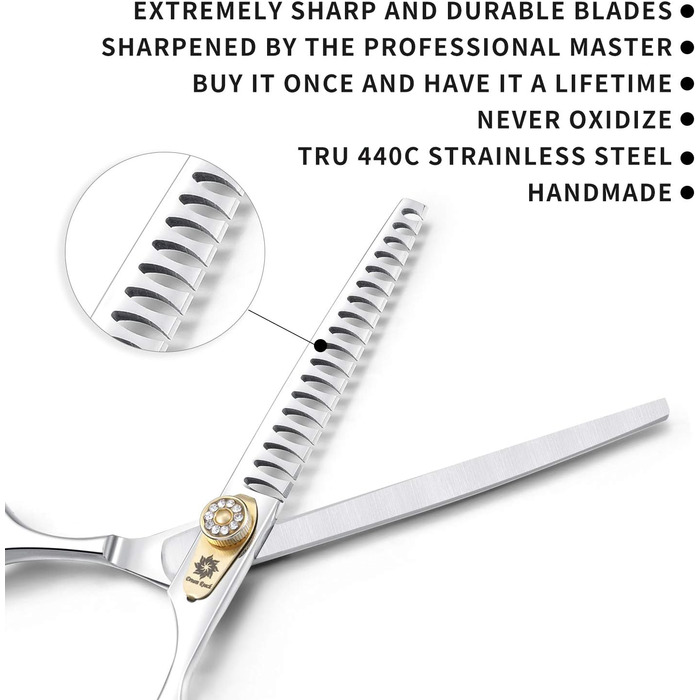 Професійна феншуерська ножиця для собак Dream Reach - 7 дюймів, 440C сталь, витончення 25%-35%