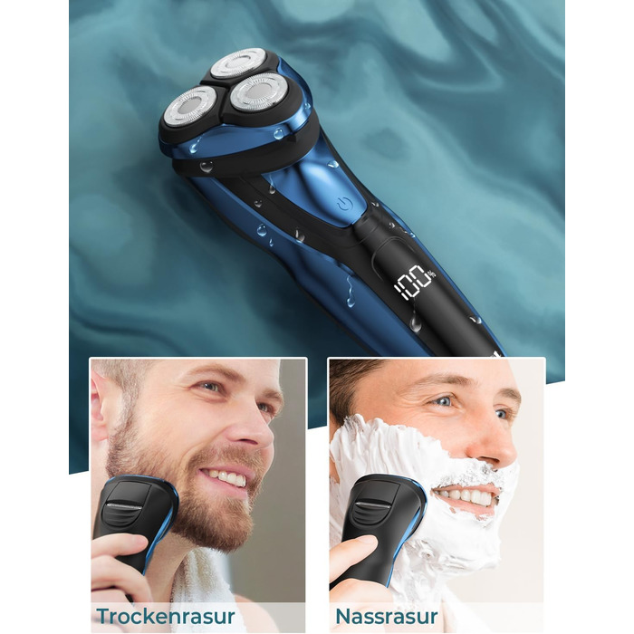 Електричний чоловічий бритва CITHOT RS8336: вологе та сухе гоління, прецизійний тример, IPX7, синій