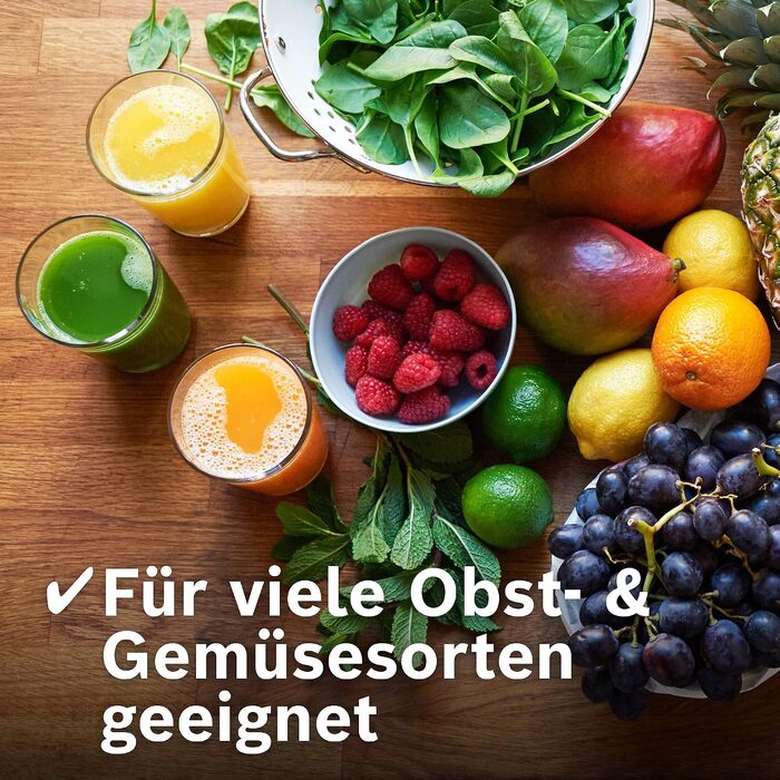 Соковижималка Bosch VitaJuice 2 MES25A0 для овочів та фруктів, XL-завантажувач, 700 Вт, сіра
