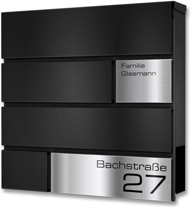 Поштова скринька Metzler G антрацит RAL 7016, з гравіюванням та табличкою з нержавіючої сталі, настінний монтаж, 37x37x10.5 см