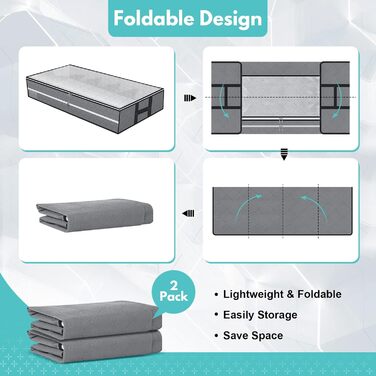 Органайзер для зберігання під ліжком GARPROVM 96L (2 шт.) 104x50x18 см, з фетру, для постільної білизни, ковдр, одягу