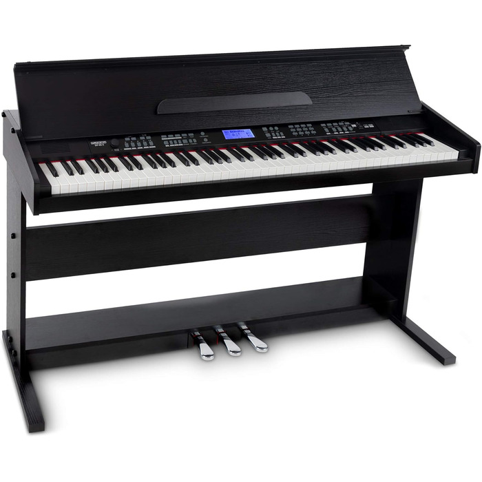 FunKey DP-88 II Цифрове піаніно: 88 клавіш, поліфонія 128, 360 звуків, 160 стилів, MP3-плеєр, функція навчання, запис та відтворення, 3 педалі, чорний колір