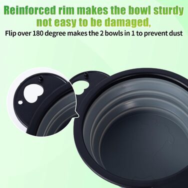 Складаний миска для собак SLSON, подвійний, для подорожей, прогулянок, намету, сірий