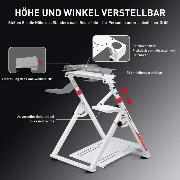 Ігровий стійка-держак для керма GTPLAYER Racing Wheel Stand з кріпленням для КПП V1 V2, регульований нахил, для PS4, Xbox, PC (Білий)