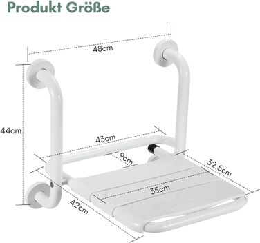 Ansobea Shower Stool for Seniors, Bath Stool, 7-Level Height Adjustable, 41-56 cm, Shower Chair with U-Shaped Hygiene Cutout, Bathroom Stool, Stable for the Shower (Type 6 Foldable Shower Seat)