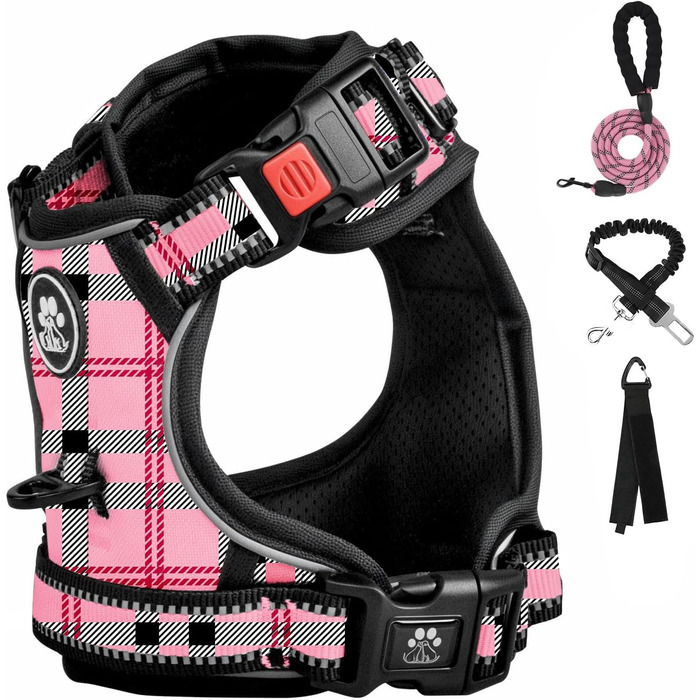 Нагрудник для собак FURRYFECTION Anti-Zug, безпечний, для маленьких собак та цуценят, світловідбиваючий, рожевий