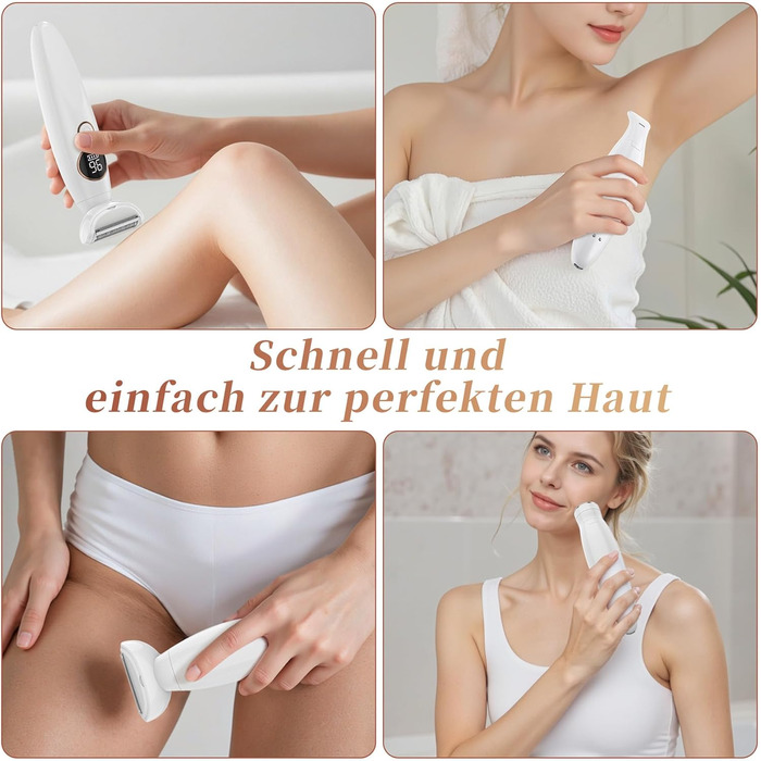 Електричний жіночий тример Lightbiz 5-в-1 для тіла та обличчя, водонепроникний (IPX7), USB-зарядка, білий