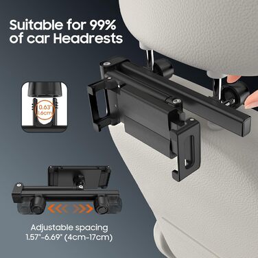 Тримач для планшета в авто FINTIE - універсальний, поворотний на 360°, висувний, для iPad, Samsung Tab, смартфонів, Kindle, Switch (4.7-13 дюймів)