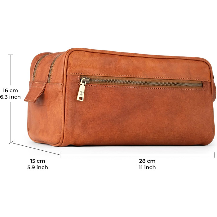 Шкіряна косметичка Berliner Bags Vintage Kulturbeutel Tim XL для чоловіків та жінок, коричнева