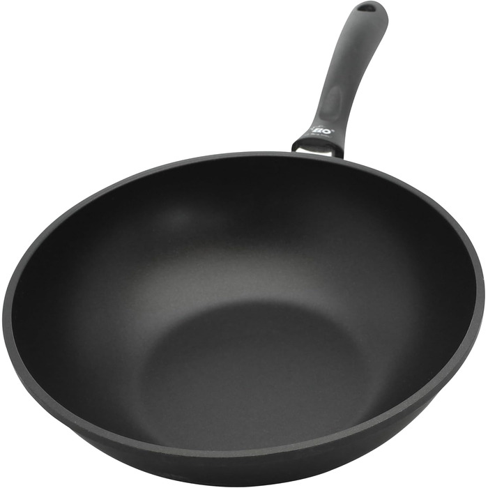 ELO Crepe Pan, 28 cm, ALUCAST: Pan made of energy-saving die-cast aluminum with non-stick coating, suitable for ceramic, gas, electric, and induction cooktops - dishwasher safe, color: black (28 cm NEW, wok pan)