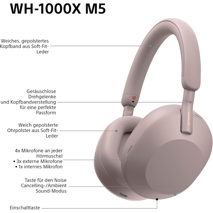 Навушники Sony WH-1000XM5 Black з кейсом: бездротові, з шумозаглушенням, Bluetooth, Hi-Res Audio, до 30 год роботи