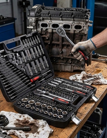 Професійний набір торцевих ключів 216 предметів у кейсі, Cr-V