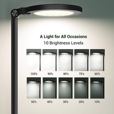 JUKSTG LED Desk Lamp - 12W Adjustable Office Table Lamp with Touch Control, Dimming, 10 Brightness Levels, 5 Color Modes, Eye Protection for Reading, Work, Kids - White/Black