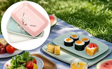 Набір для суші Exzact (10 шт.) – 2 тарілки, 2 миски для соусу, 2 підставки під столові прилади, 2 пари паличок для їжі – високоякісний фарфор, у подарунковій коробці – блакитний колір