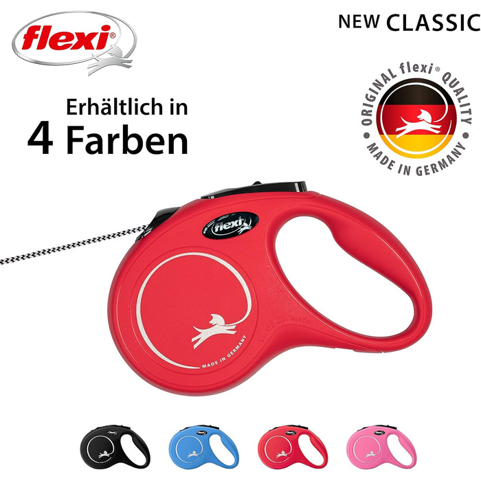 Рулетка для собак Flexi Classic S, 5 м, червона (до 12 кг)