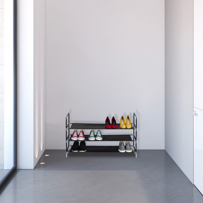 Relaxdays shoe rack with fabric shelves, 1 m