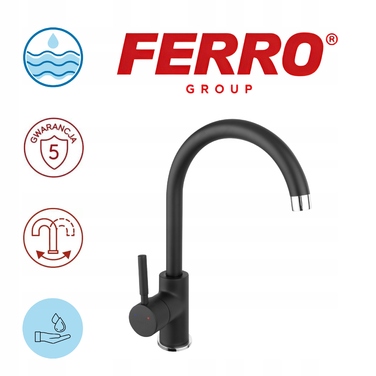 Змішувач для кухні стійковий Ferro Lugio Black, чорний