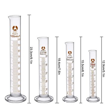 Beaker Cylinder Pipette Set, JESSTOLO 5-Piece Thick Glass Graduated Beakers, 4 Glass Measuring Cylinders with 3 Glass Measuring Pipettes, 4 Glass Stir Sticks and 2 Washing Brushes