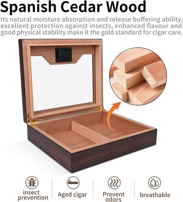 Вологозберігаючий вологомір для сигар ручної роботи на 25-35 сигар - ідеальний подарунок для чоловіків