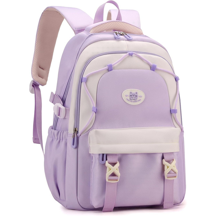 Рюкзак Tanou для школи, 30л, нейлон, для дівчаток 3-9 класів, з тролейною петлею та брелоком, фіолетовий