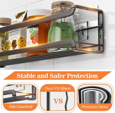 Стильна підставка для спецій на 4 відділення з металу, чорна, самоклеюча, без свердління, для кухонної шафи та дверей