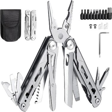 Мультитул з нержавіючої сталі 14-в-1, багатофункціональний інструмент, з ножем, лінійкою, пилкою, для кемпінгу, туризму, з чохлом, чорний