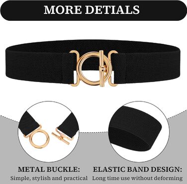 Жіночий еластичний ремінь Amaxiu з золотистою пряжкою, вузький ремінь для талії, чорний