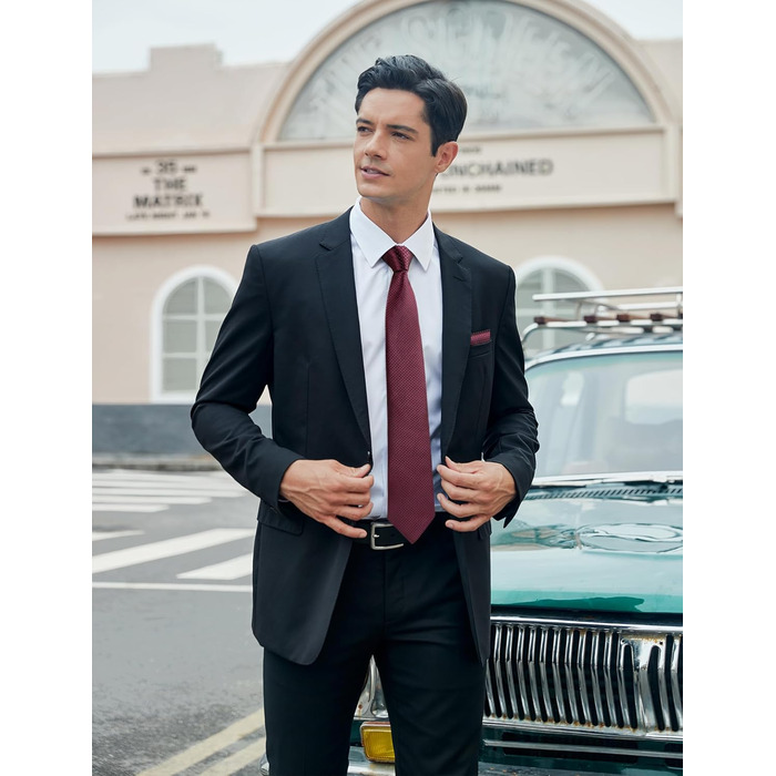 HISDERN Комплект краваток для чоловіків (3 шт.) з нагрудним хустиною. Шовкові краватки для весілля та особливих подій.