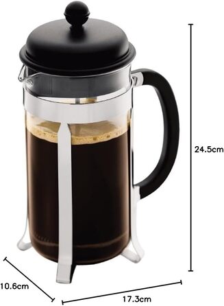 Bodum 1918-01 CAFFETTIERA Coffee Maker (French Press System, Permanent Stainless Steel Filter, 1.0 liters) black 1.0 L Black