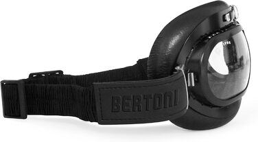 Мотоокуляри Bertoni Vintage з хромованою сталевою оправою, шкіряна авіаційна захисна маска для Harley Davidson і Chopper, антифог-лінзи, чорний матовий профіль
