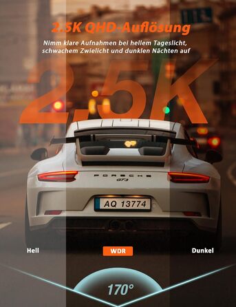 iZEEKER Dashcam 2.5K: Автомобільна камера з Wi-Fi, 1440P, 32GB, Нічне бачення, WDR, G-сенсор, Loop-запис, Паркувальний режим 24/7