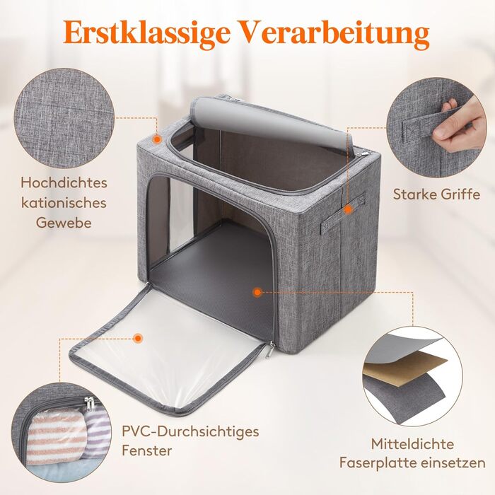 Коробка для зберігання одягу з кришкою Lifewit, сіра, 40л (2 шт.)