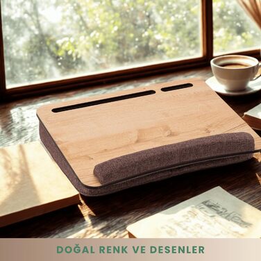 Підставка для ноутбука Vigo Wood з подушкою, портативна, для дому та офісу, з м'якою підкладкою для зап'ястя, для ноутбуків та планшетів (горіх) (Meson)