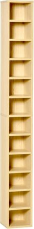 Шафа HOMCOM для зберігання CD, 12 секцій, 21x20x175 см, на 204 диски, колір бук бежевий