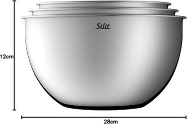Silit 3-Piece Kitchen Bowl Set, Stainless Steel, Multifunctional as Mixing Bowl, Salad Bowl, Serving Bowl, Nesting
