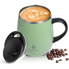 Кружка для кави та чаю Ideus 470 мл з нержавіючої сталі, подвійні стінки, вакуумна ізоляція, зелена