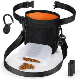 Набір для собак Leckerlibeutel: сумка для ласощів, клікер, диспенсер для фекалій, сумка на пояс для корму, чорно-помаранчевий