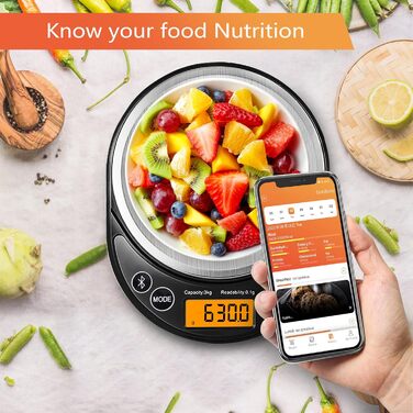 Електронна кухонна вага UNIWEIGH 6.6lb/3kg з USB-кабелем: для випічки, дієти та приготування їжі
