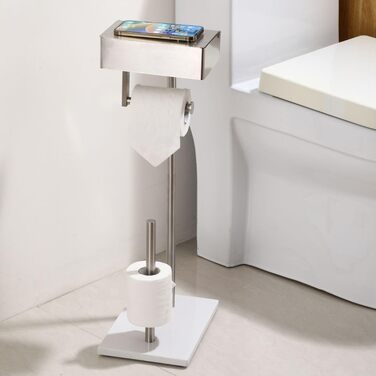 Day Moon™ Standing Toilet Paper Holder, Wet Tissue Box - Toilet Paper Holder with Wet Wipe Box, Toilet Paper Holder with Shelf - Stainless Steel Toilet Paper Holder Brushed Nickel Free Standing