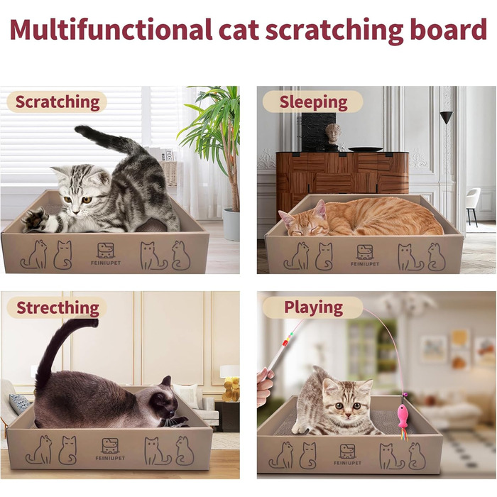 Набір когтеточок для котів (3 шт.): велика когтеточка з будиночком, довговічна двостороння гофрокартонна поверхня, іграшка для дому, безпечна та чиста