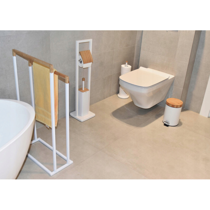 Набір для туалету Yoka Home (металевий, білий) з тримачем для паперу та йоржиком